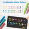 Ohuhu Acrylic Glitter Markers, 24 Metallic Glitter Colors, Fine Tip Paint Pens & Shimmer Accents, Water-Based & Quick Dry, for DIY Crafts, Cards, Journals, Wood & Rock Painting, Extra Fine Tip 0.7mm/ Medium Tip 3mm